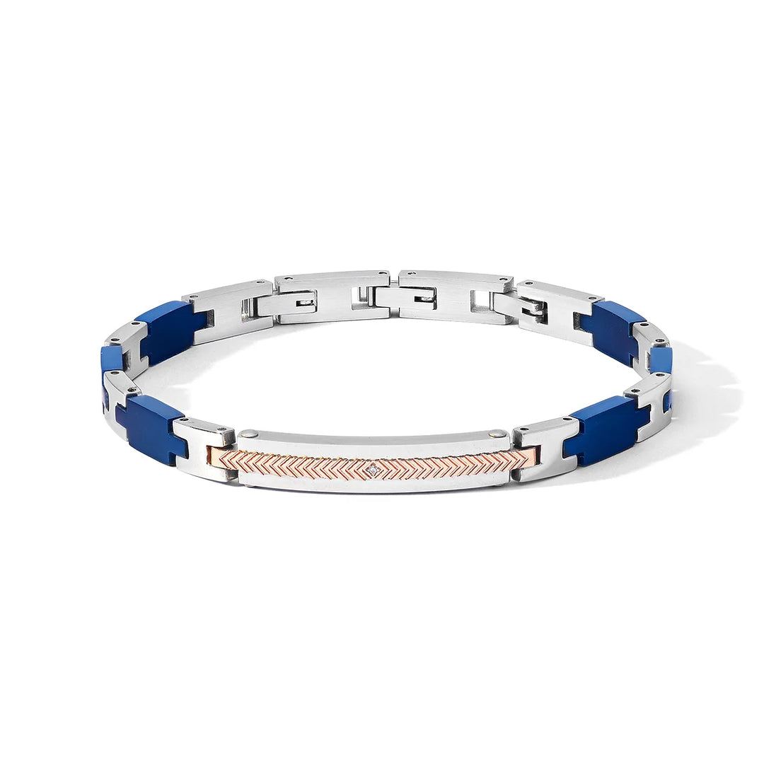 Cotete Bracelet Faces Oceel PVD povrchové úpravy Rosa a Blue zirkoni UBR 1180