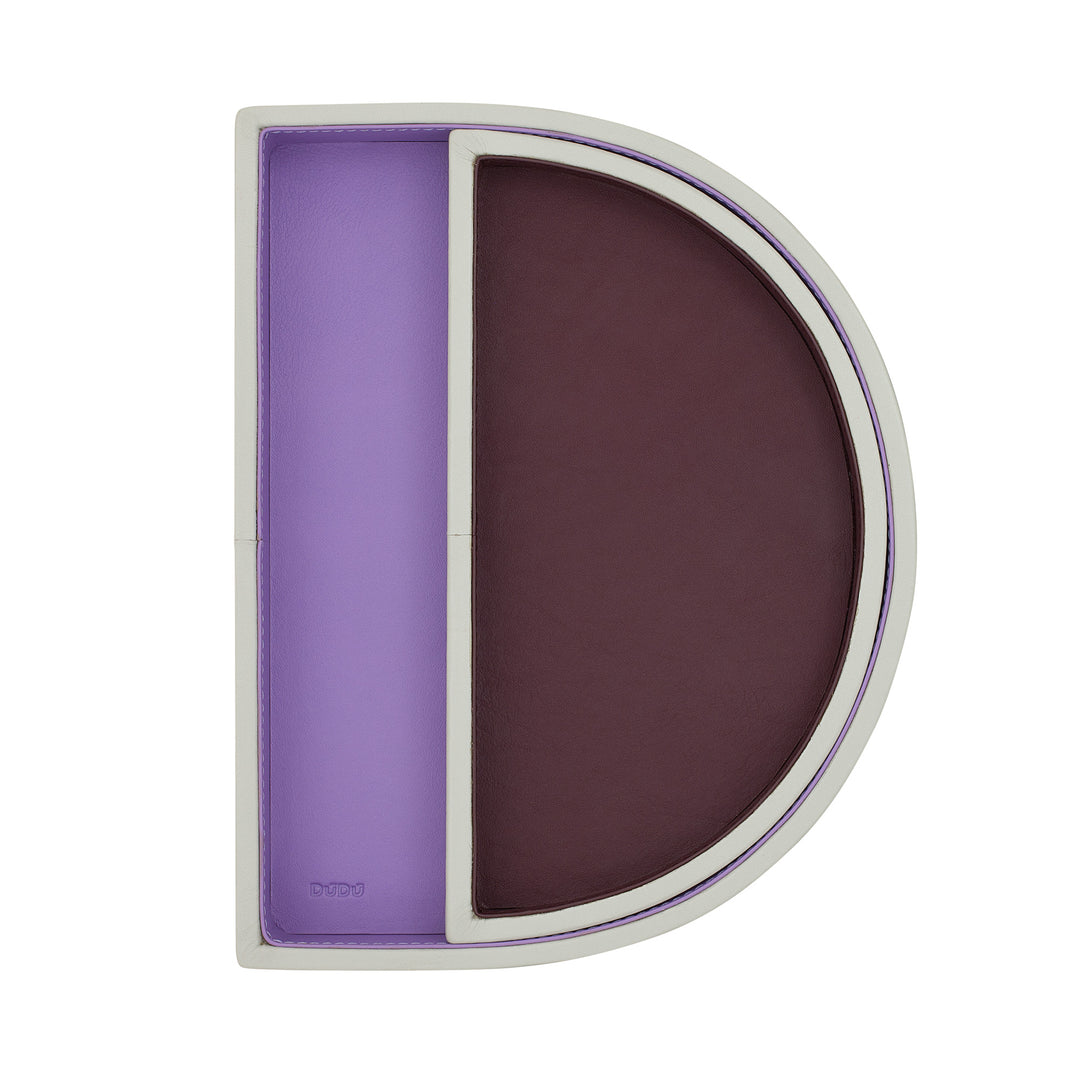 DUDU Doppeltes, starres D-förmiges Taschentablett im Lederdesign, Organizer für den Eingangsbereich, Büro-Schreibtischtablett, elegantes, modernes Tablett