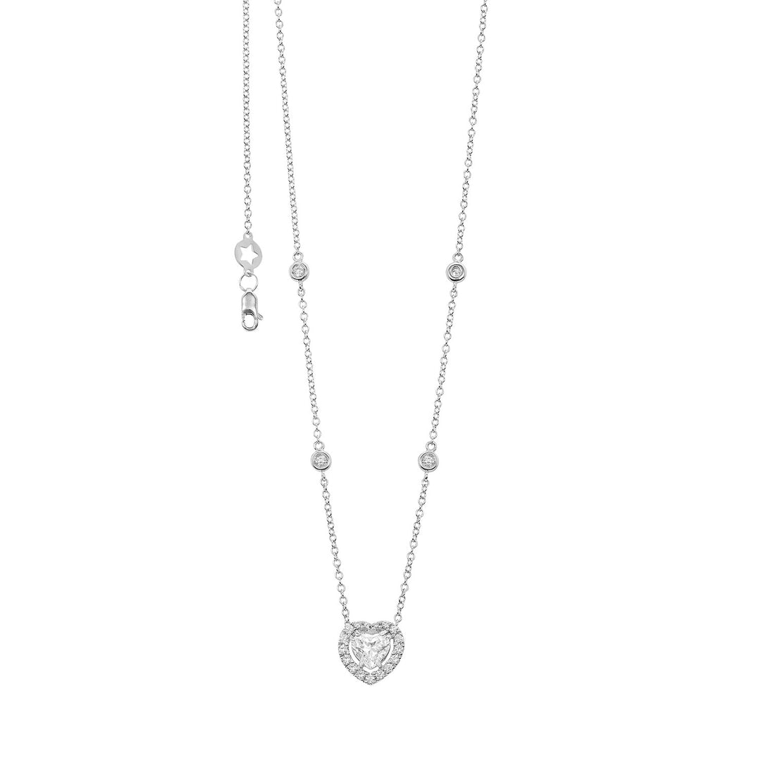 Collier Comète en Or 750‰ avec un coeur de diamants blancs GLB1717