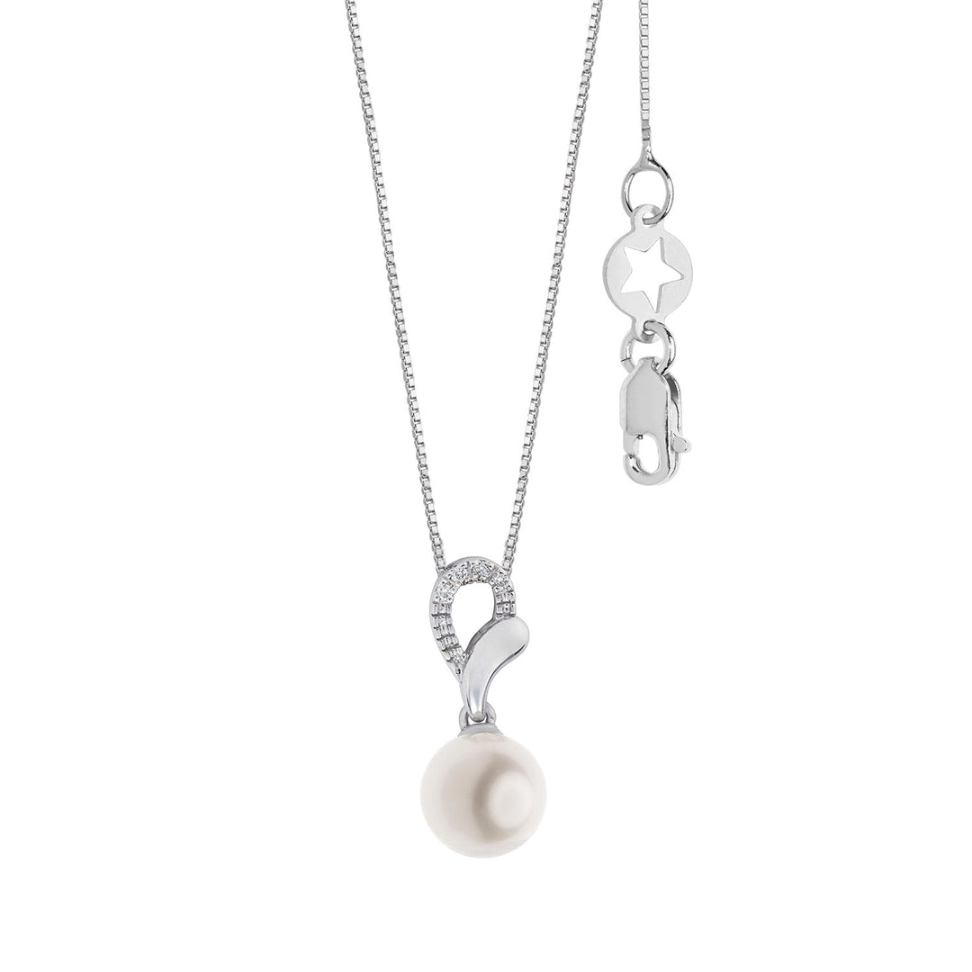Comete Necklace with Pearl in 750‰ Gold and Diamonds GLP636
