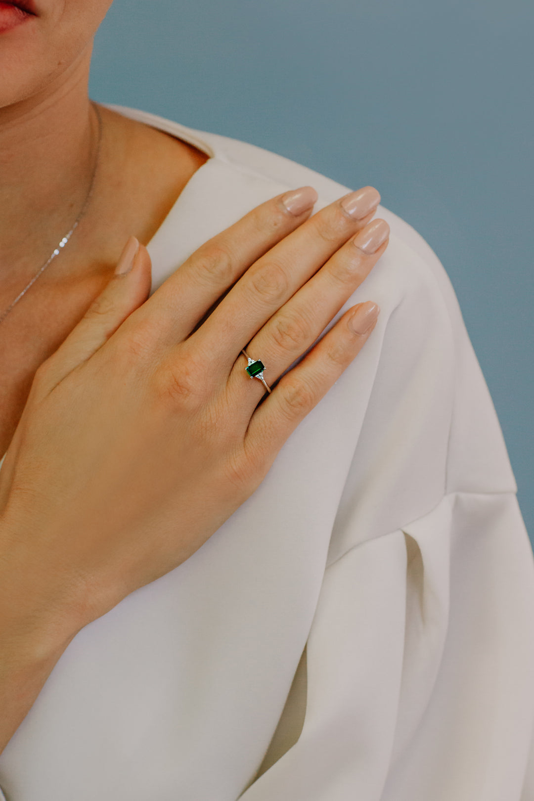 Bague Comete en or avec diamants et émeraude octogonale ANB2355