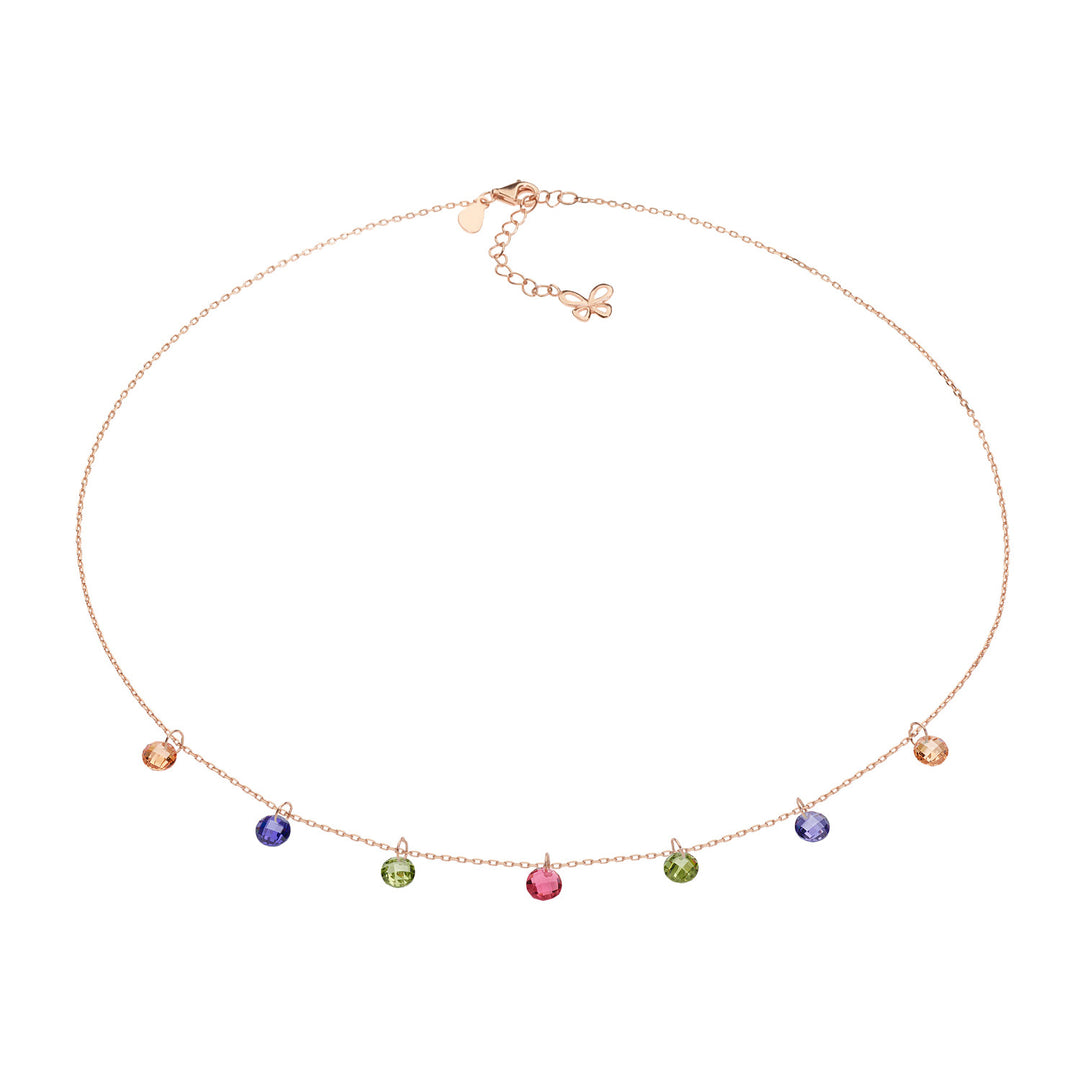 Comete Girocollo in Argento e cristalli briolette multicolor GLA171
