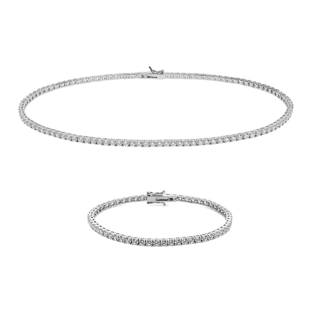 Comete Collana e Bracciale Tennis in Argento con zirconi bianchi KIT738BM50987M18