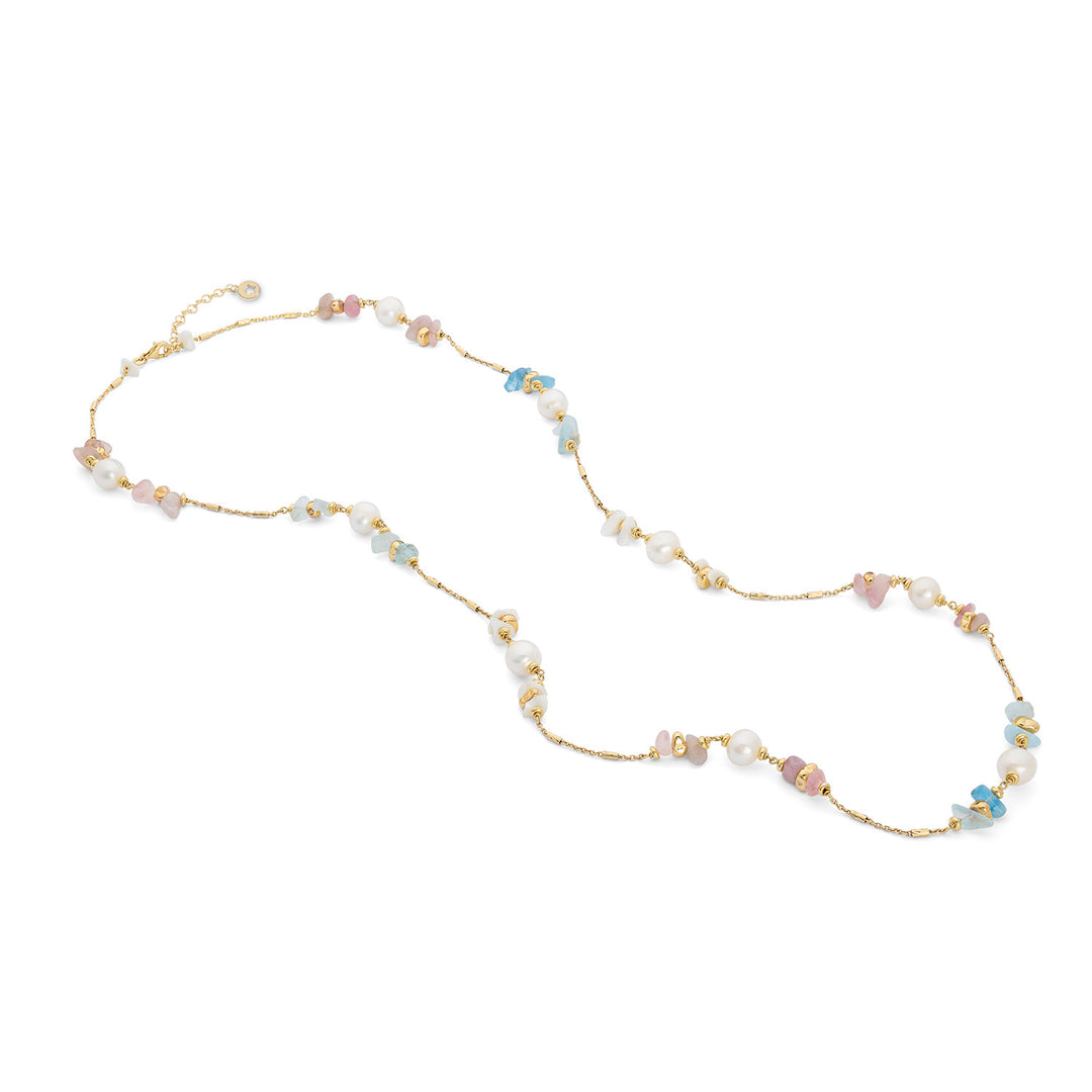 Collier Comete en Argent 925‰ avec Perles Acquadolce, Acquam. Nacre Hématite Kunzite GLA283