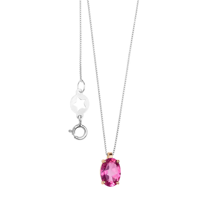 Comete-Halskette aus Roségold mit ovalem rosa Topas GLB1643