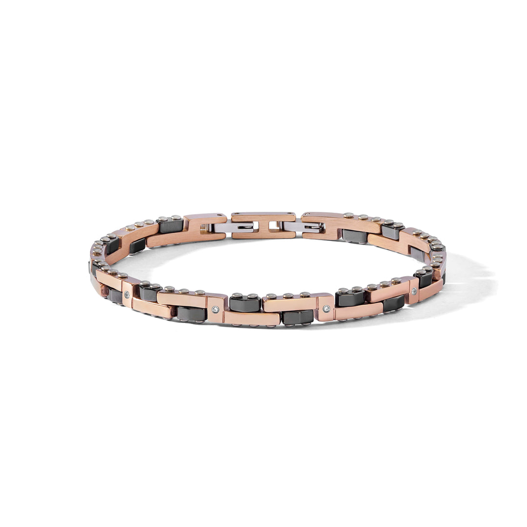 Comete-Armband aus Stahl, Rosé-PVD, schwarze Keramik, Diamanten UBR1283