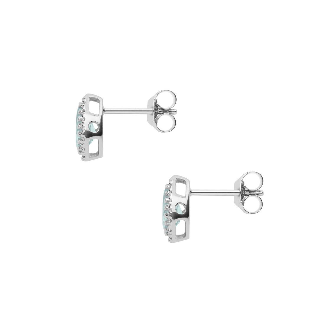 Comete Gold Earrings with Diamonds and Aquamarine Drop ORQ252