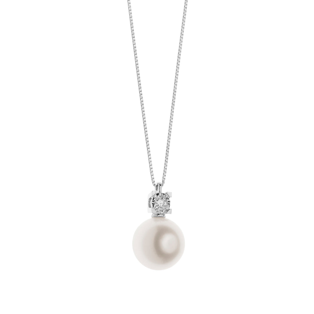Comete Necklace Pearl light point in Gold and Diamond GLP597