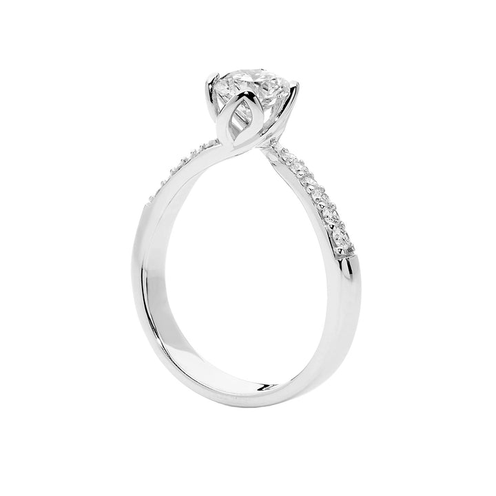 Comètes Solitaire Pétales en Or et Diamants ANB2387