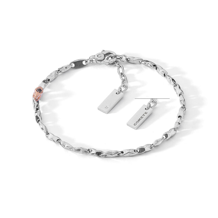 Bracelet Comete en Argent poli et rosé, Diamant et Spinelles noires UBR1258