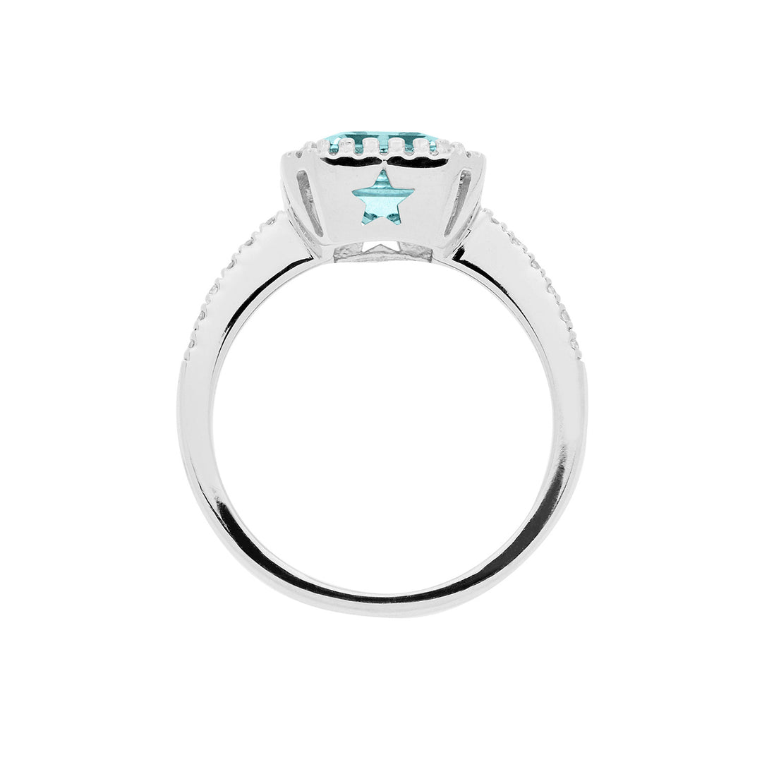 Comete-Goldring mit Diamanten und achteckigem Aquamarin ANQ339