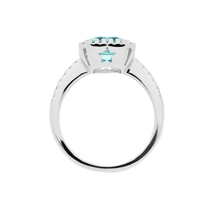 Comete-Goldring mit Diamanten und achteckigem Aquamarin ANQ339