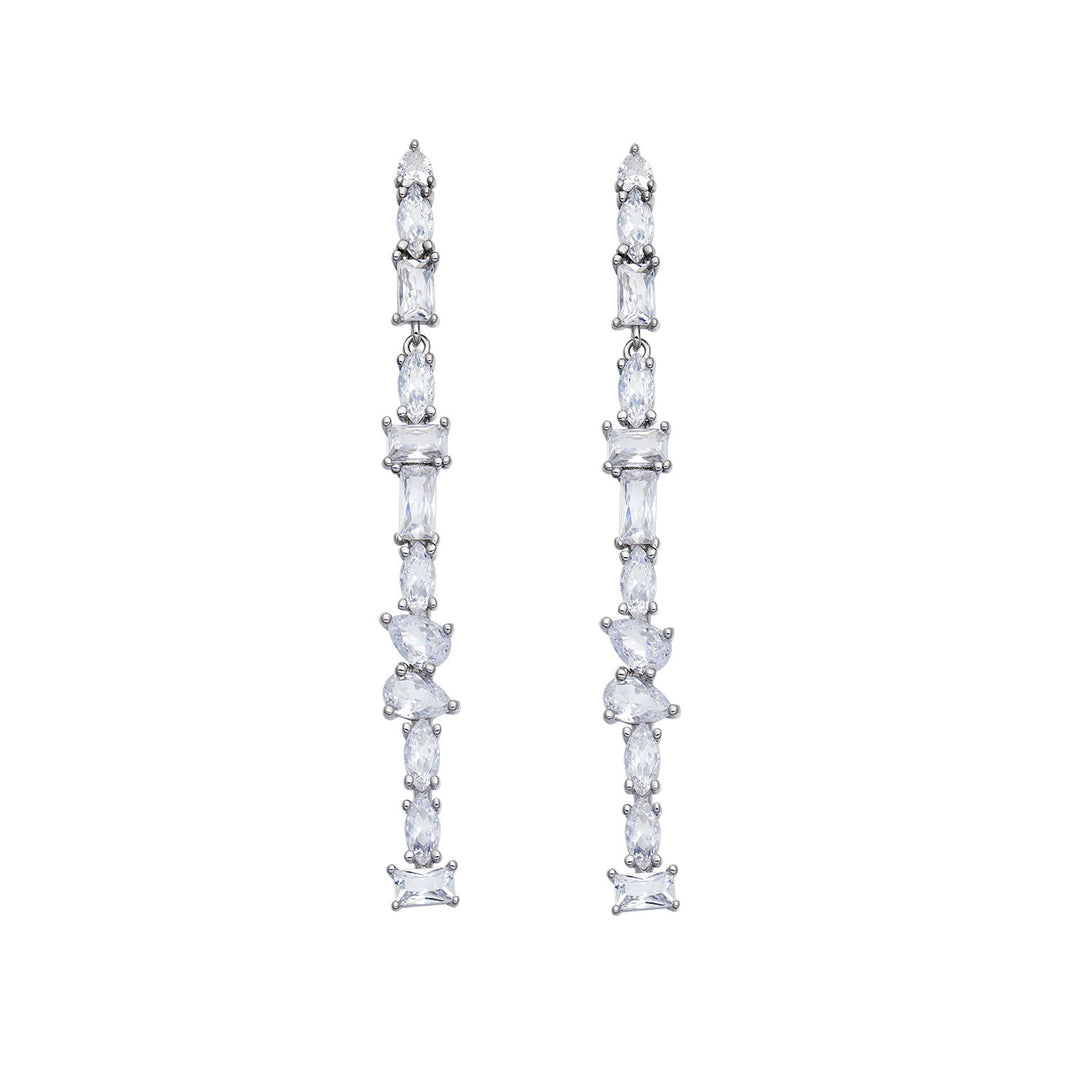 Comete Orecchini a cascata in Argento 925‰ e bianchi Zirconi ORA215
