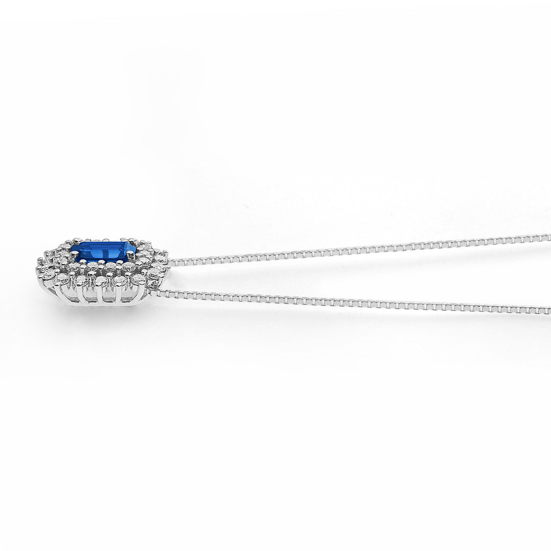 Kometen-Halskette aus Gold, Diamanten und achteckigem Saphir GLB1603