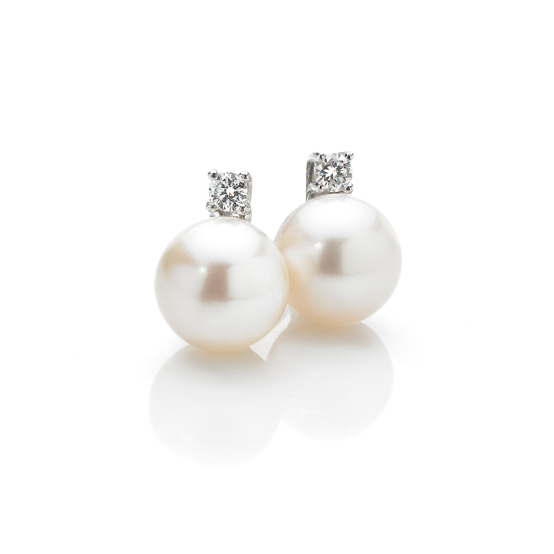 Comete Light Point Earrings Akoya Pearls in Gold and Diamonds ORP723X