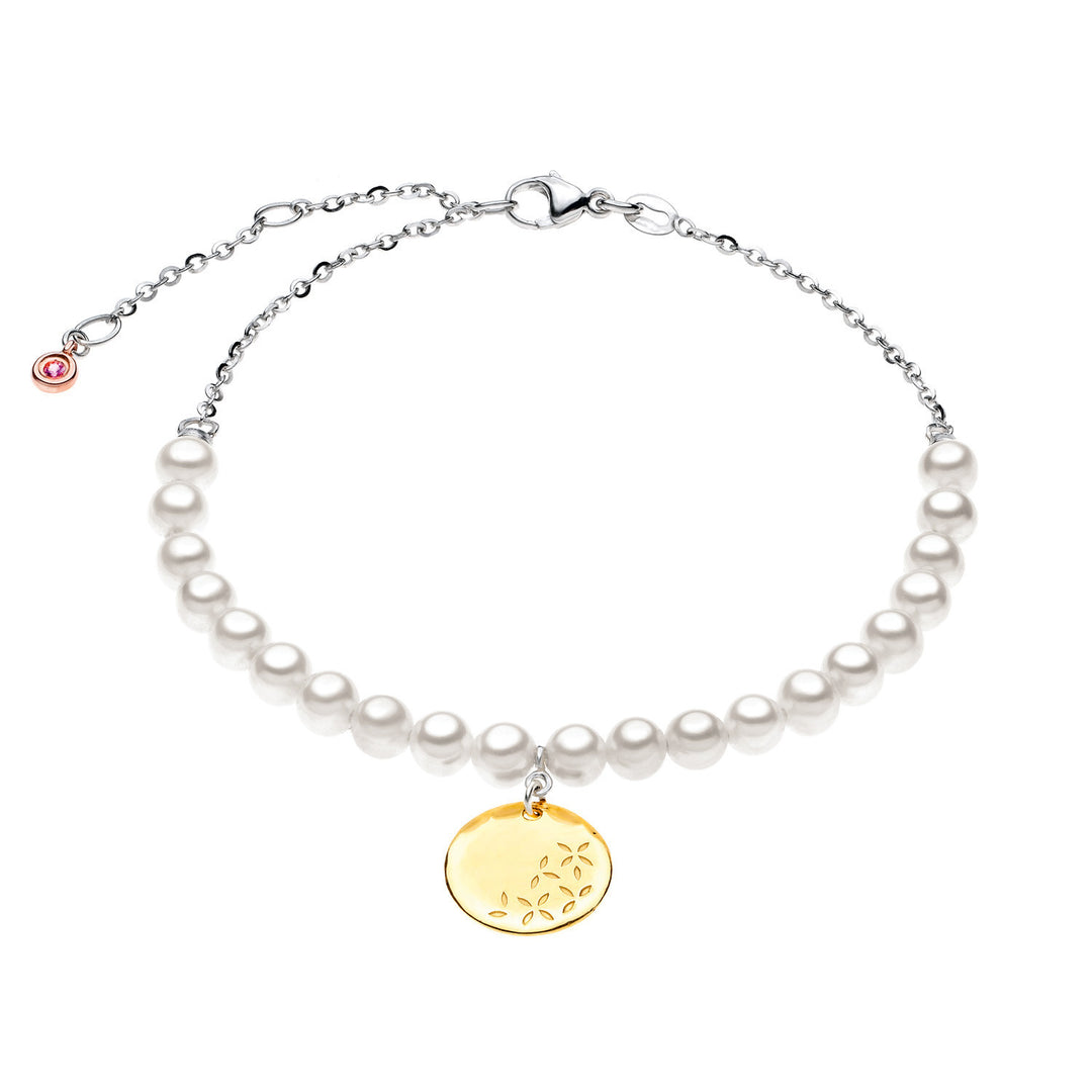 Comete Pearl Bracelet in white and yellow gold with pink Sapphire BRQ143