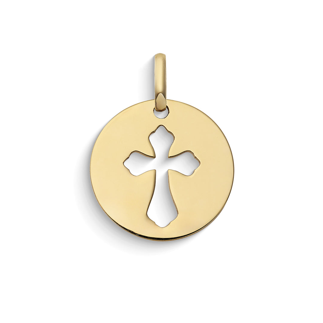 Comete Runder Anhänger mit Kreuz aus 375‰ Gelbgold KCOB035