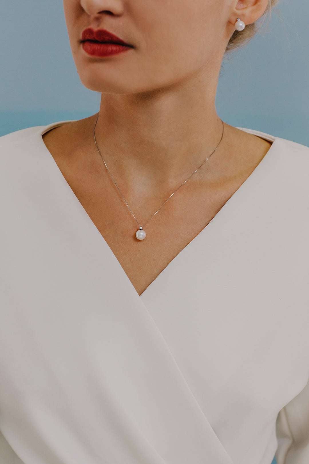 Comete Collana Punto luce Perla in Oro e Diamante GLP575