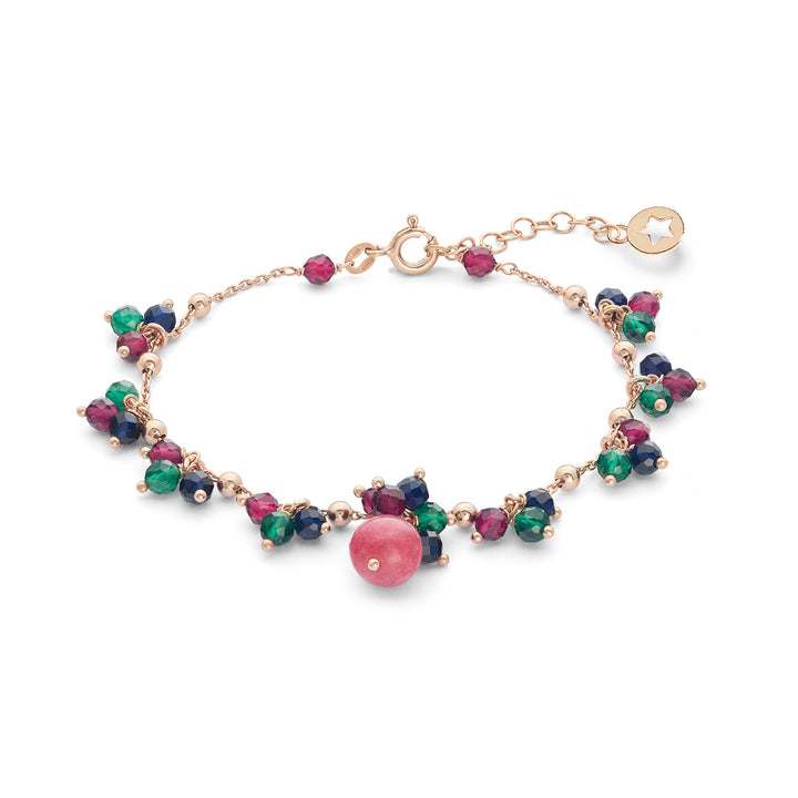 Comete Bracciale Argento 925‰ con Giada e pietre blu, rosse e verdi BRA272