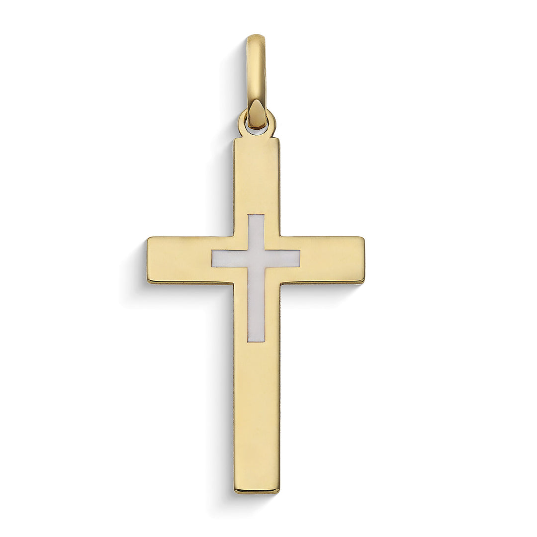 Comete Cross Pendant in 375‰ yellow gold and enamel KCOB034