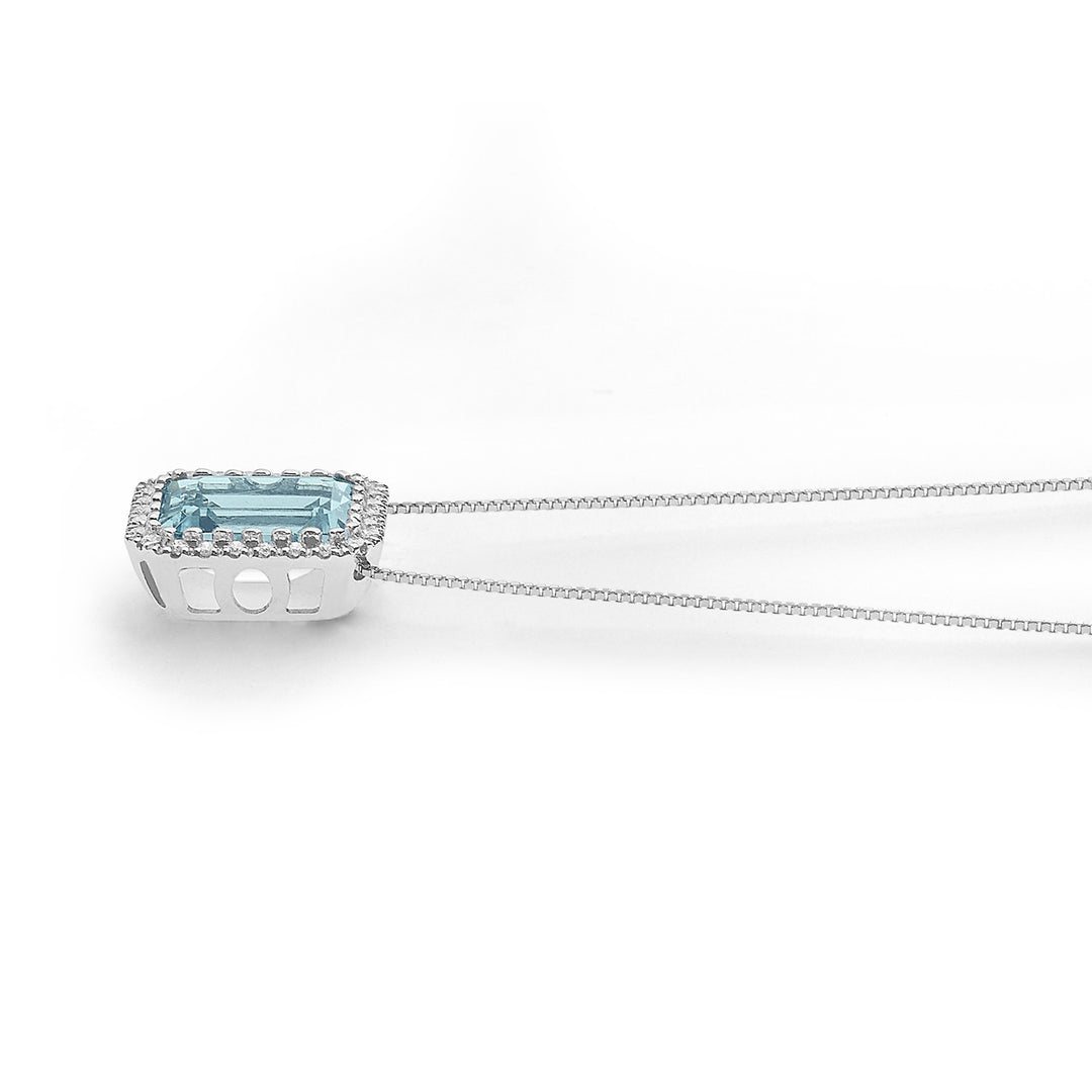 Collier Comete en Or, Diamants et Aigue-marine Octogonale GLQ303