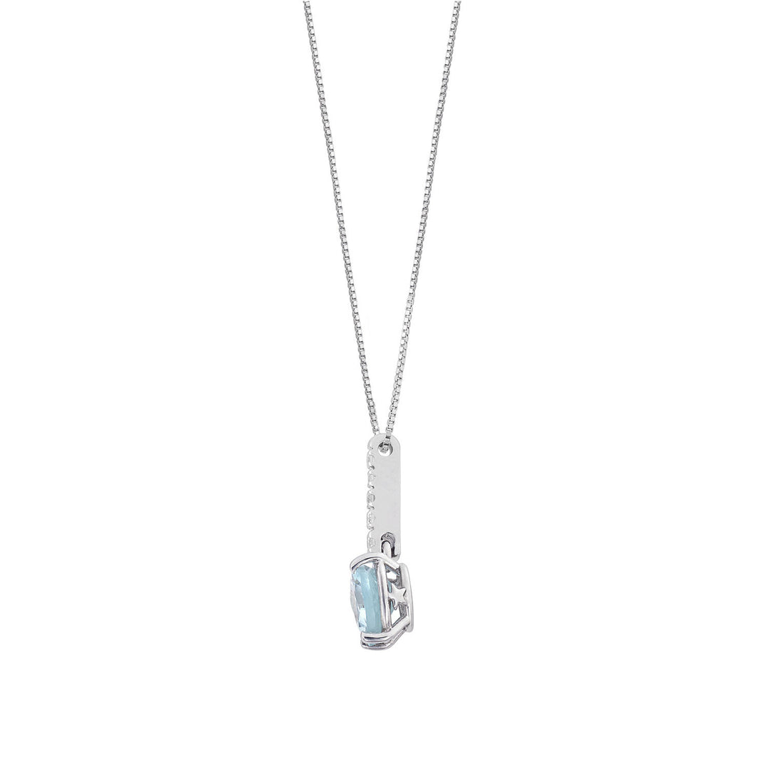Comete Aquamarine heart necklace in gold and white diamonds GLQ319