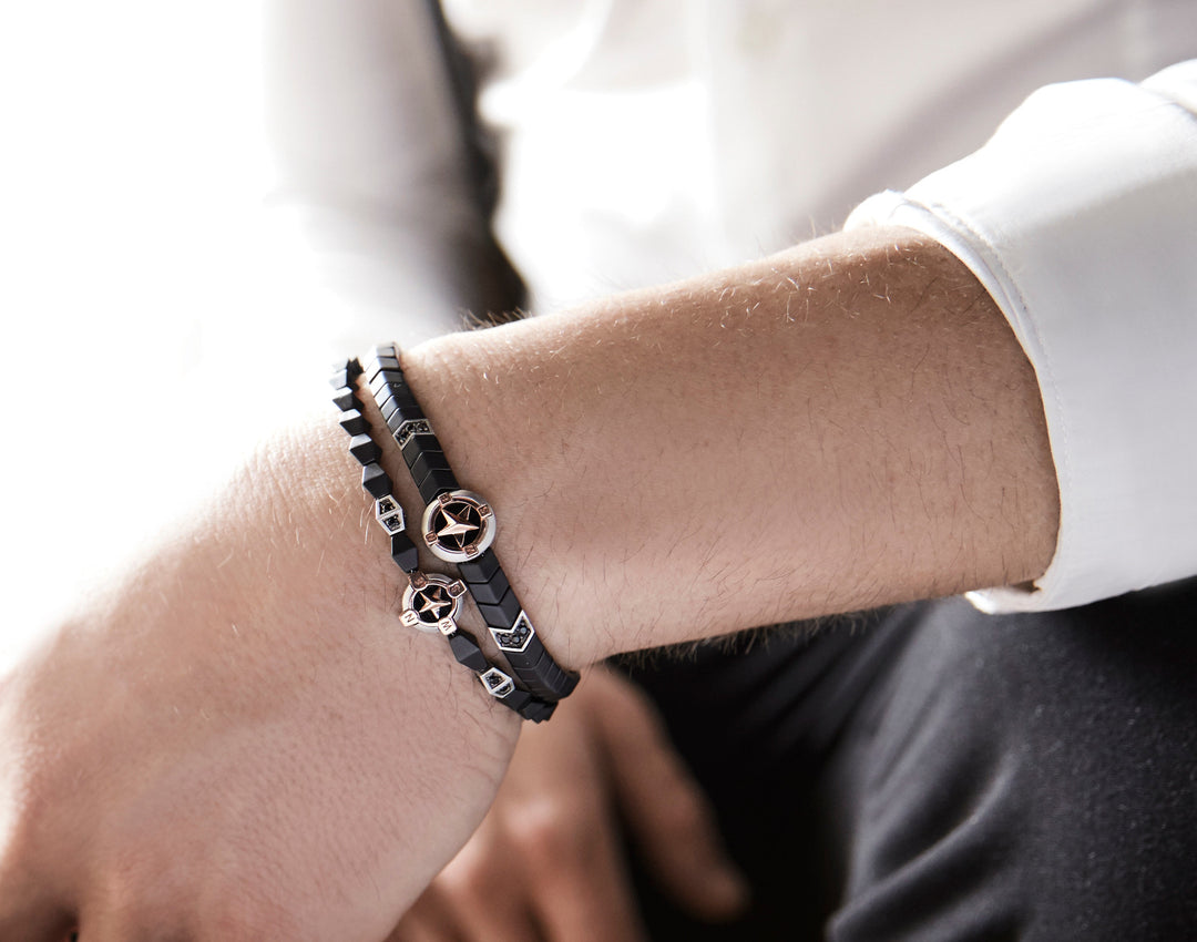 Comete Bracciale in Argento e ceramica nera UBR919