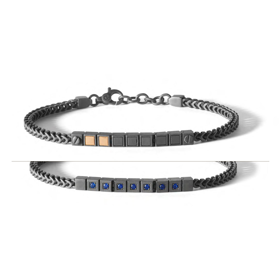 Comete Tennis Bracelet in burnished silver and blue zircons UBR896