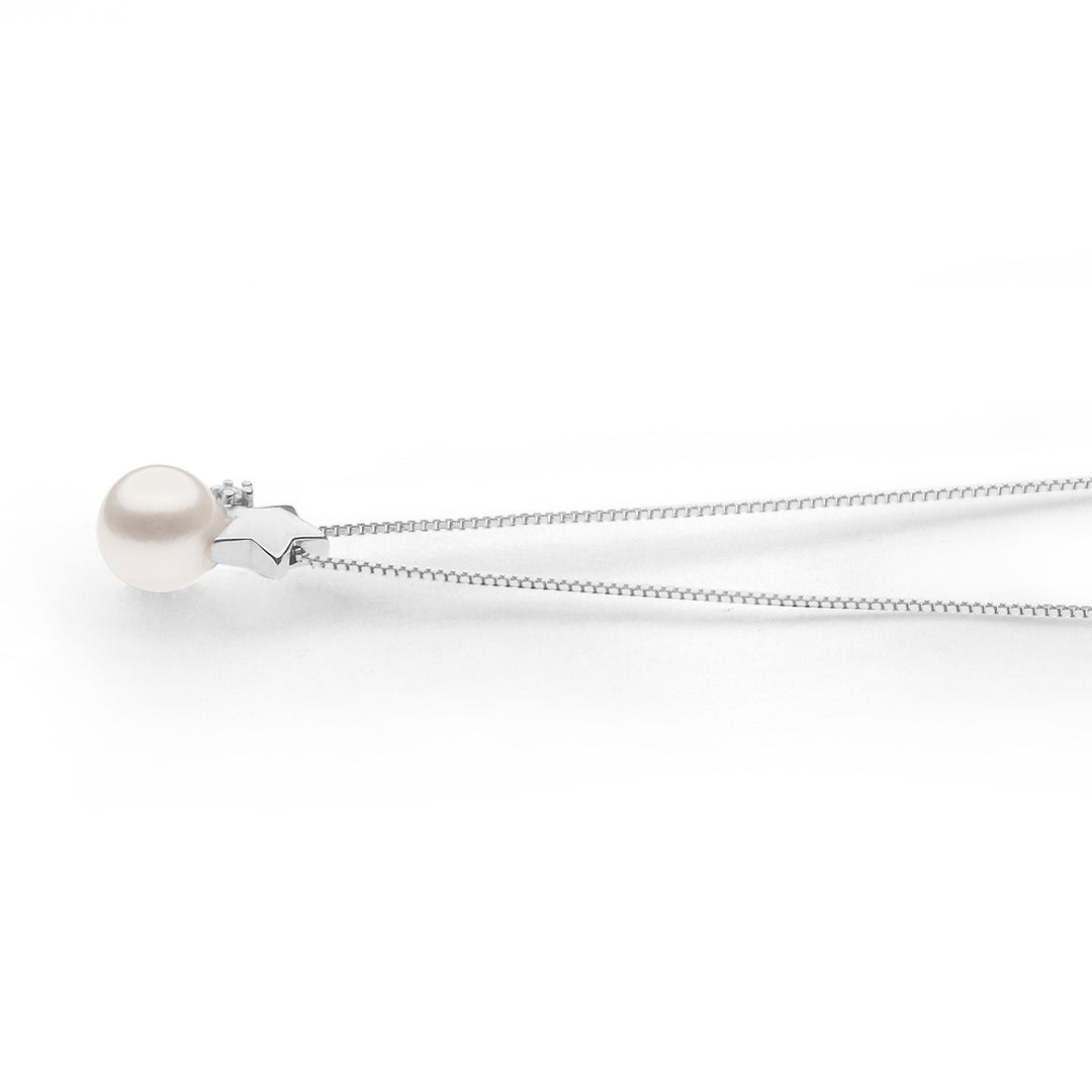 Comete Choker Necklace Pearls in Gold and Diamonds with Star GLP609