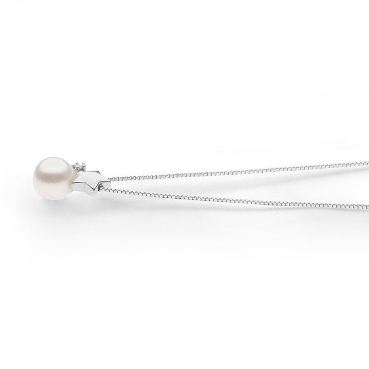 Comete Choker Necklace Pearls in Gold and Diamonds with Star GLP609
