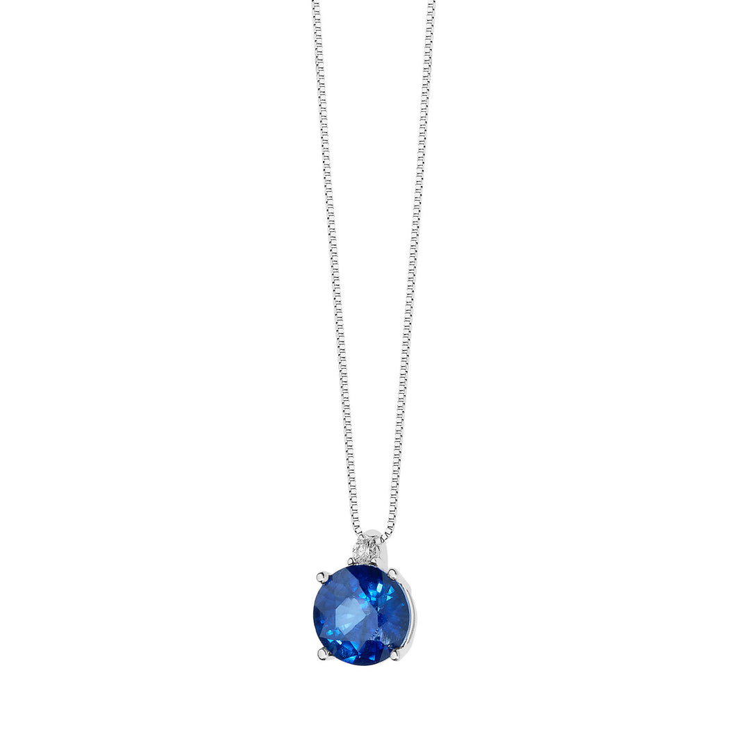 Comete-Halskette aus Gold, Diamant und rundem blauem Saphir GLB1388