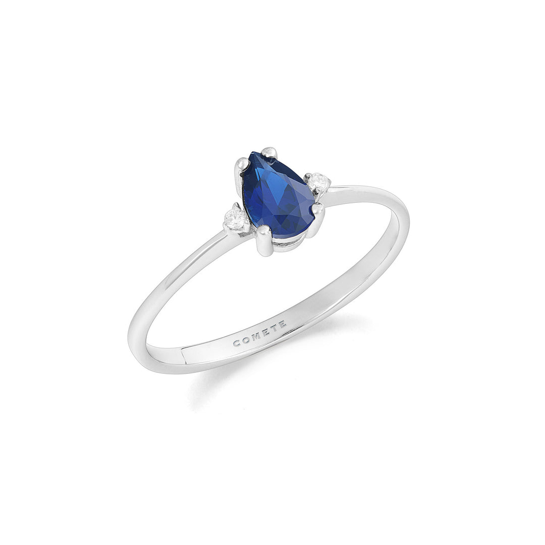 Comete Ring in 750 ‰ Gold, Diamonds and Sapphire drop ANB2709