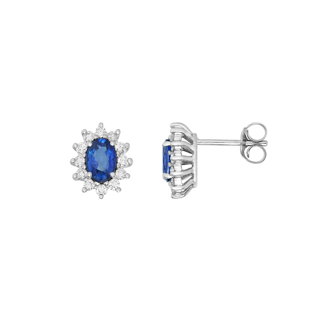Comete-Ohrringe aus Weißgold mit Diamanten und blauen ovalen Saphiren ORB1152