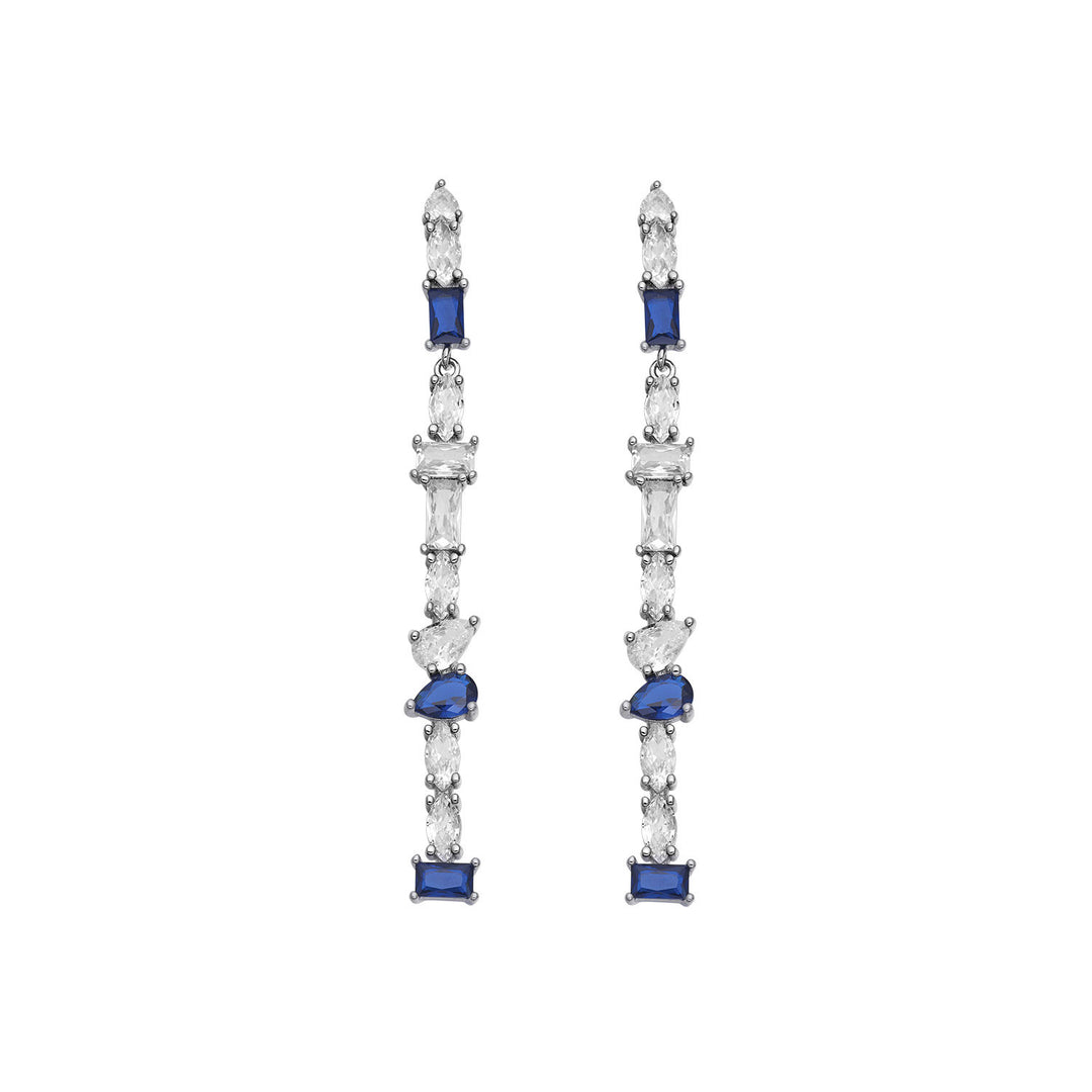 Comete Cascade Ohrringe aus 925‰ Silber und weißen und blauen Zirkonen ORA216