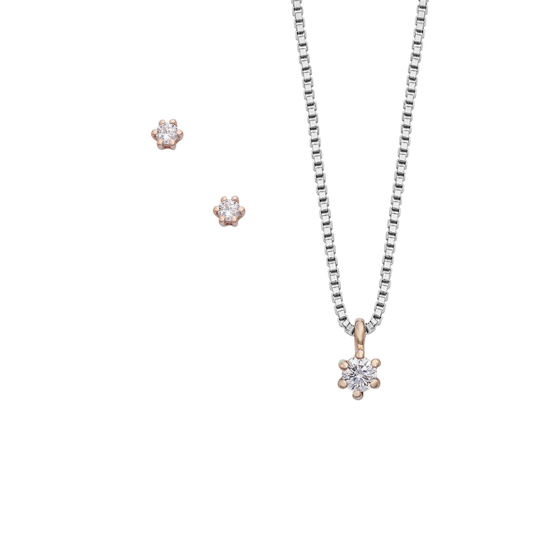 Comete Collier und Ohrringe aus 750‰ Weiß- und Roségold und Diamanten KIT16501097