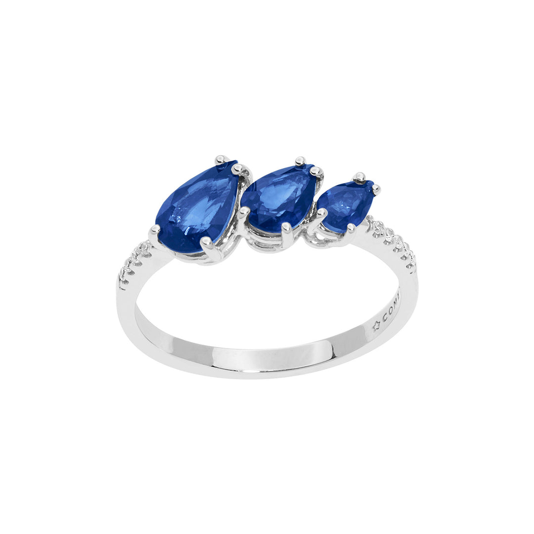 Comete Gold Ring with Diamonds and Sapphires Drop ANB2637