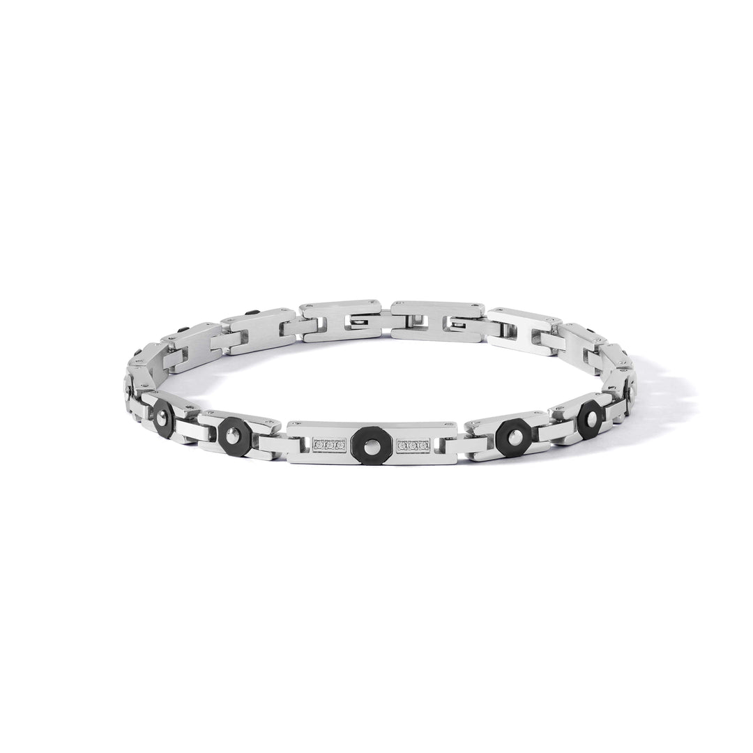 Comete-Armband aus Stahl, schwarzem PVD und weißen Diamanten UBR1281