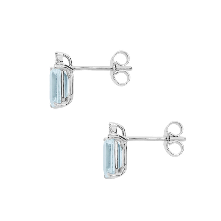 Comete Earrings in Gold, Diamonds and Octagonal Aquamarine ORQ241