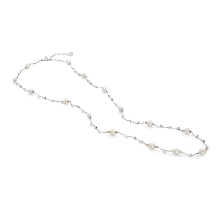 Collier Comete en Argent 925‰ avec Perles Acquadolce et cristaux blancs GLA277