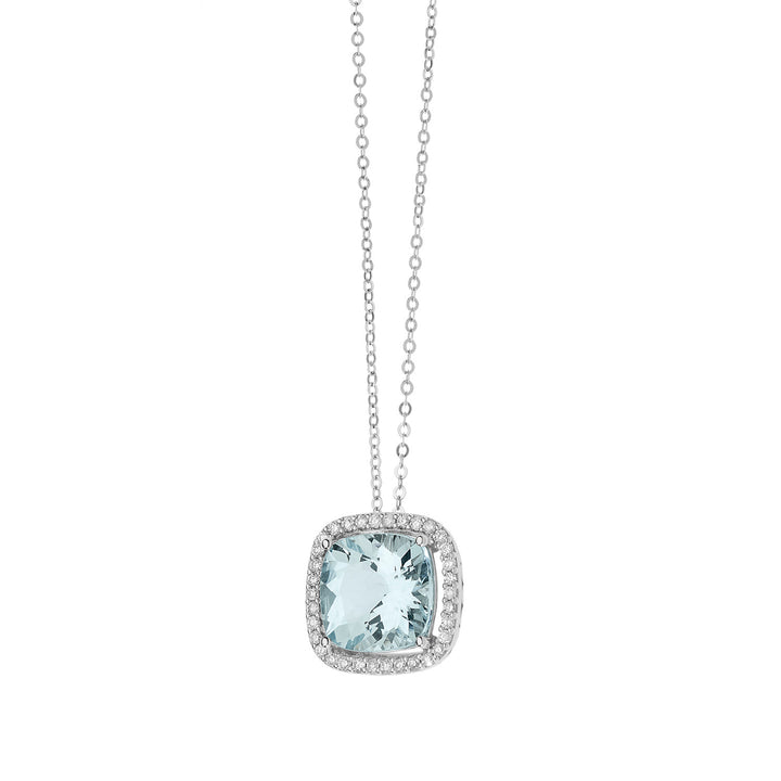 Collier Comete en Or, Diamants et Aigue-marine, taille antique GLQ266