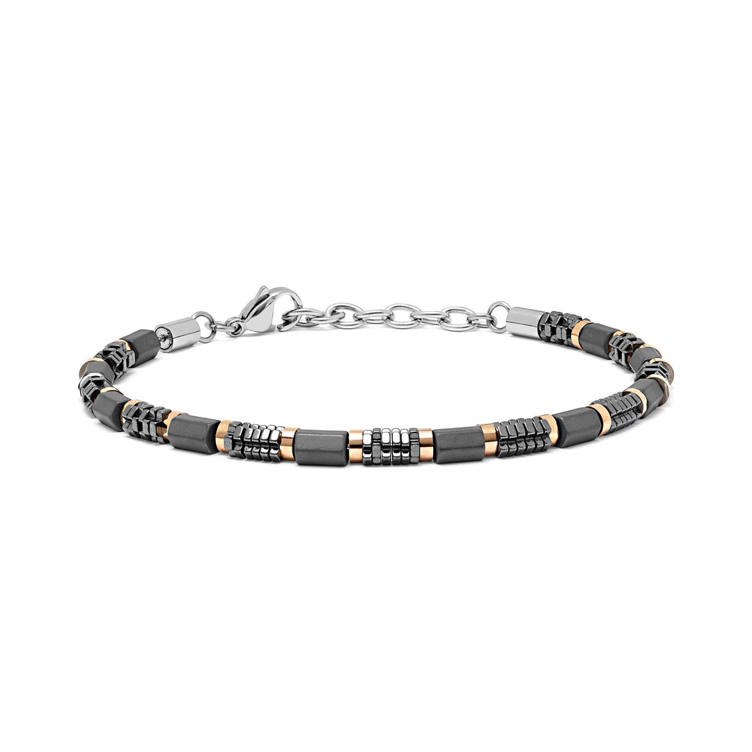 Comete Bracciale in acciaio con ematite e Pvd nero e rosè UBR968