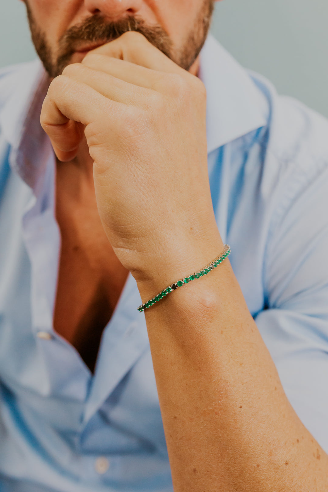 Bracelet Comete en Argent avec Zircons noirs et verts UBR1254M18