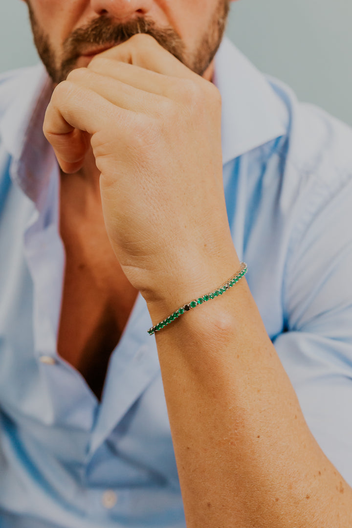 Bracelet Comete en Argent avec Zircons noirs et verts UBR1254M18