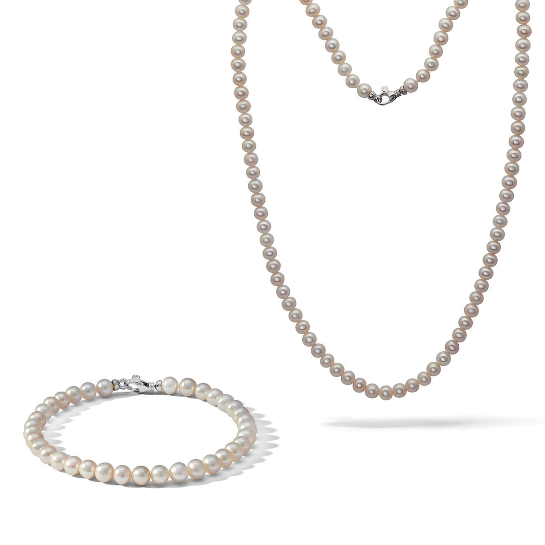 Comete Halskette und Armband aus Silber mit Zuchtperlen KIT743M501179