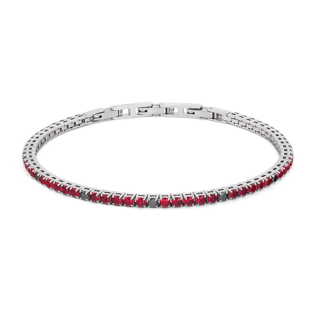 Comet Tennis in Steel, ruby red Zircons and spot black Zircons UBR1300