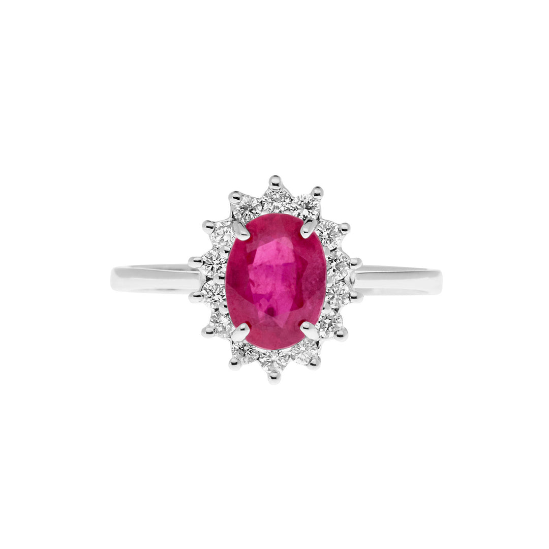 Comete-Ring aus Gold, Diamanten und ovalem Rubin ANB 2570