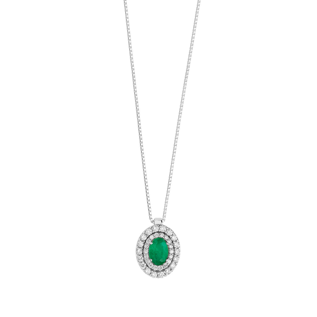 Comete-Halskette aus Gold, Diamanten und ovalem Smaragd GLB1472S3
