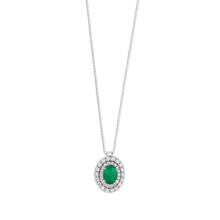 Comete-Halskette aus Gold, Diamanten und ovalem Smaragd GLB1472S3