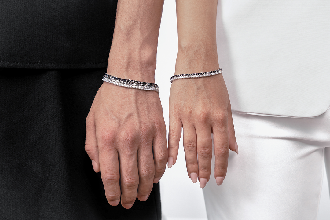 Comete Tennis in Steel with black and white Zircons UBR1298