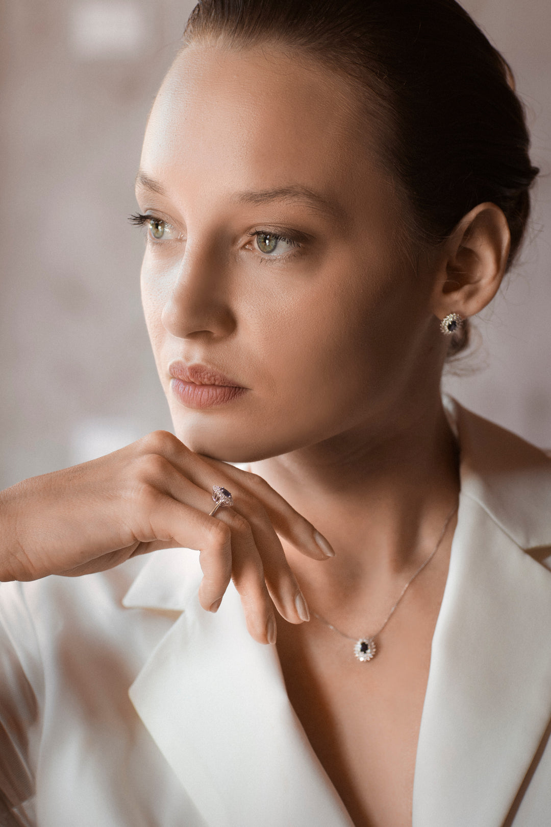Comete Gold Earrings with Diamonds and Oval Blue Sapphires ORB1056